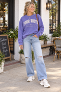Four Roots Collegiate Crewneck — Violet & Cream