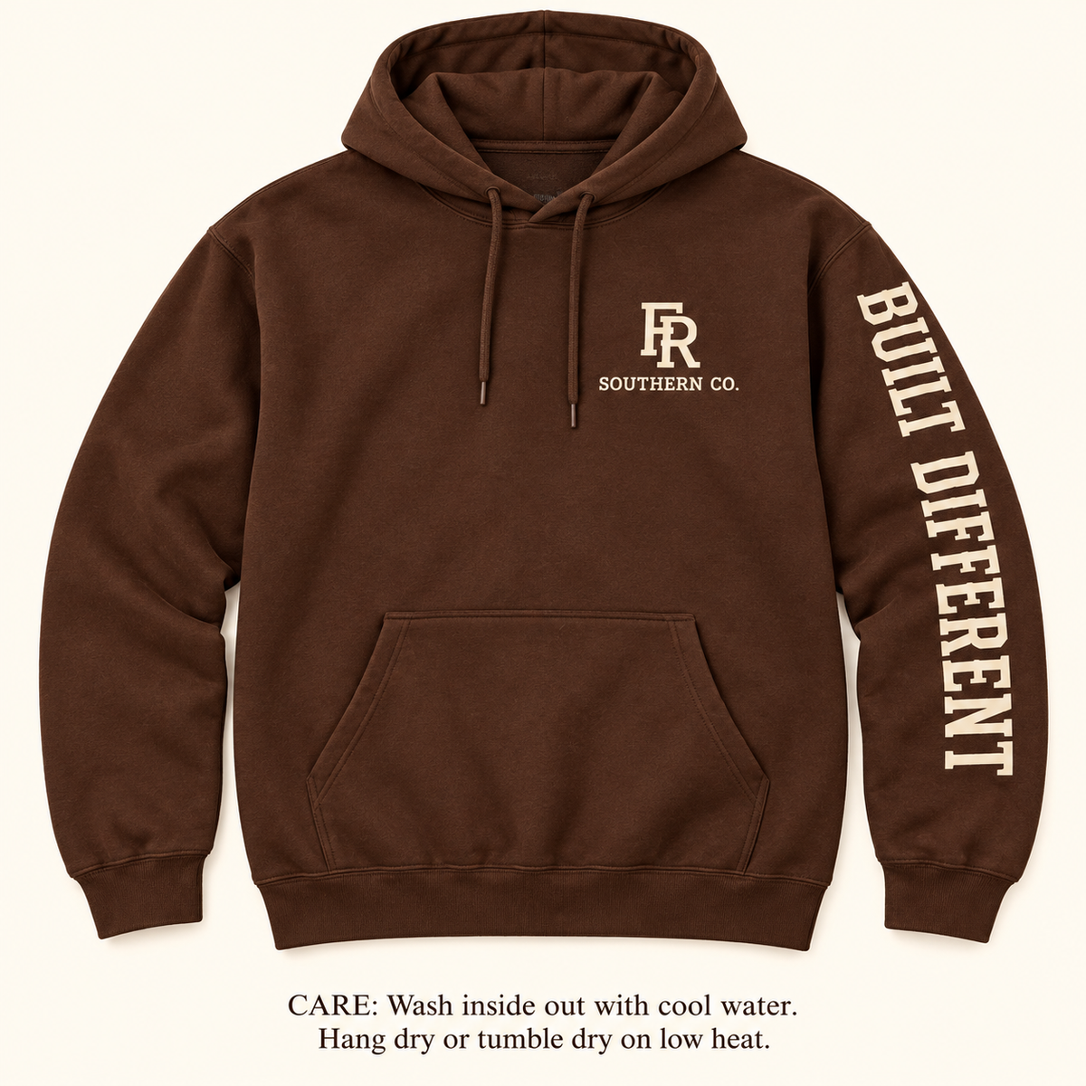 Built Different Hoodie — Chocolate & Cream