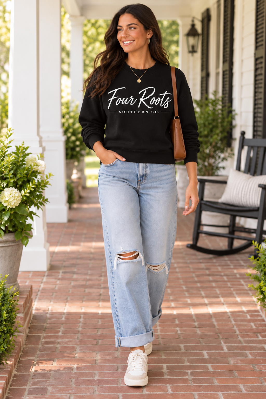 Four Roots Signature Crewneck — Black & White