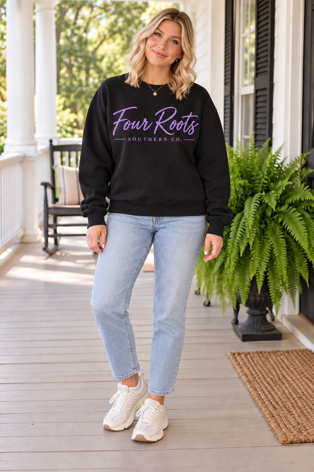 Four Roots Signature Crewneck — Black & Lavender