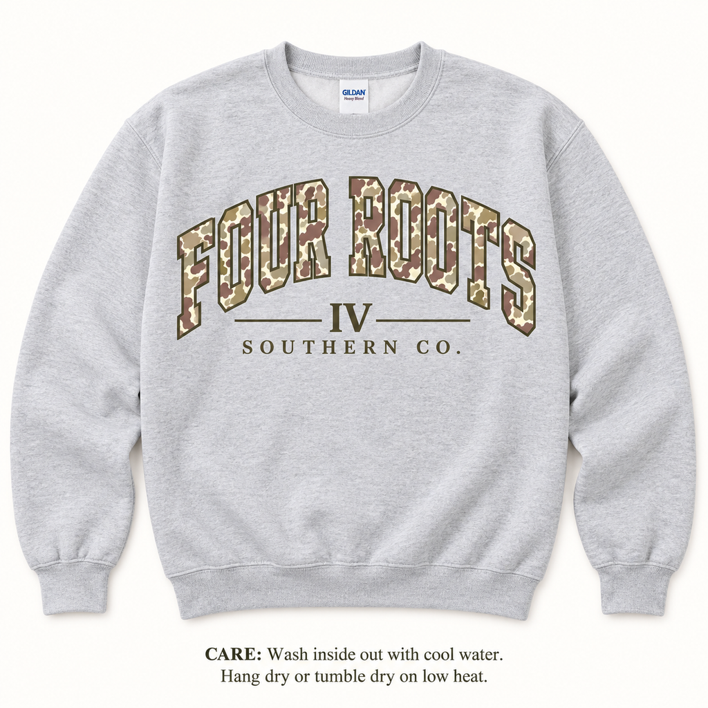Four Roots Camo Crewneck
