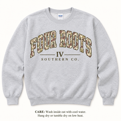 Four Roots Camo Crewneck