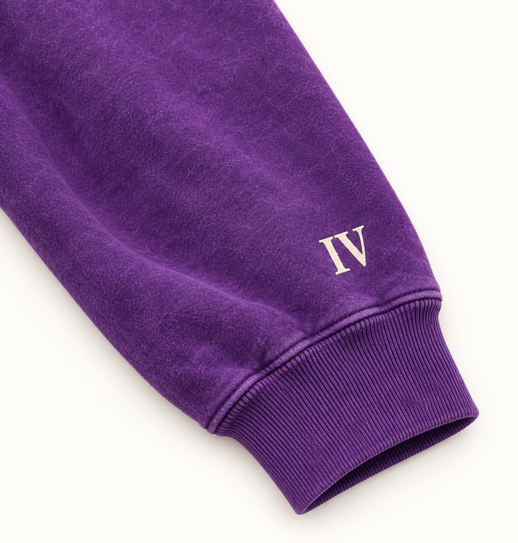 Four Roots Tiger Stripe Crewneck — Purple & Gold