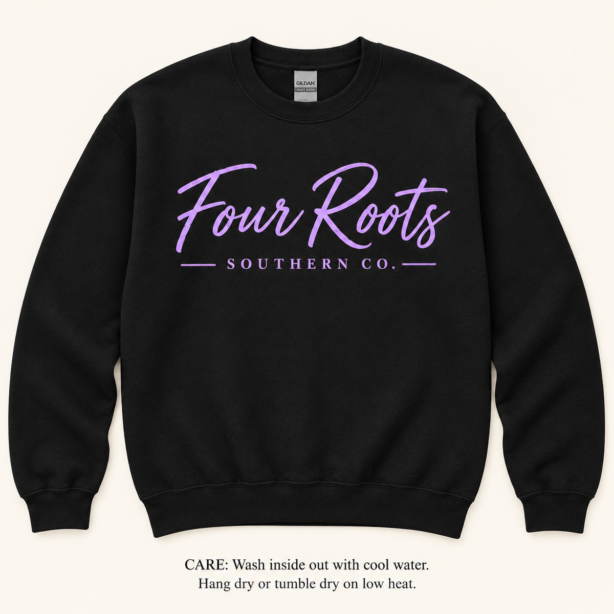 Four Roots Signature Crewneck — Black & Lavender