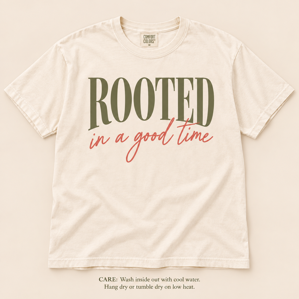 Rooted in a Good Time Comfort Colors Tee — Ivory