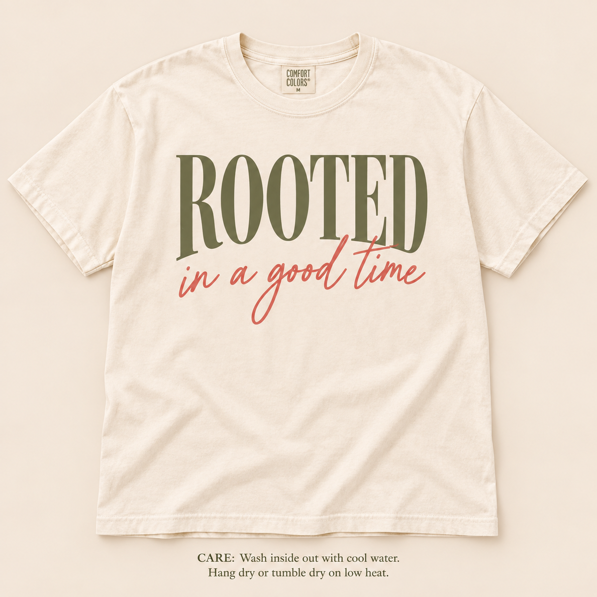 Rooted in a Good Time Comfort Colors Tee — Ivory